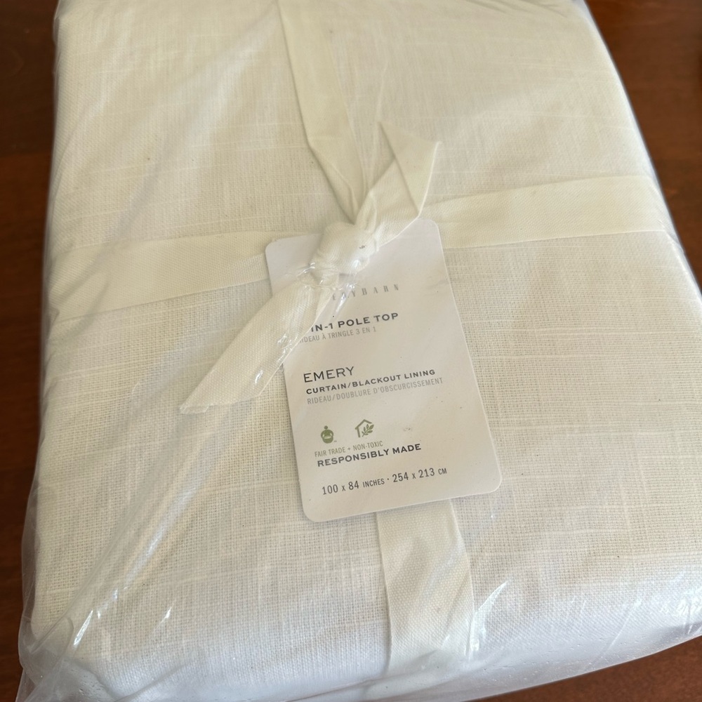 Pottery Barn Emery Curtain Panel in White NWT